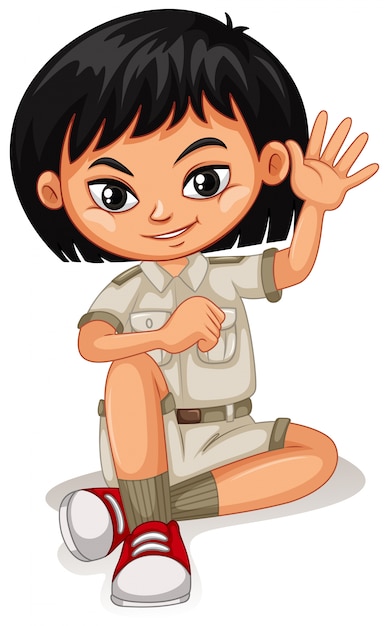 Una chica asiática en traje de Safari