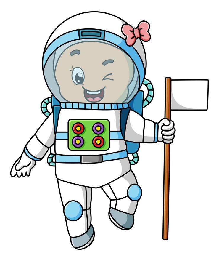 Vector la chica astronauta con el lindo disfraz de astronauta de la ilustración.