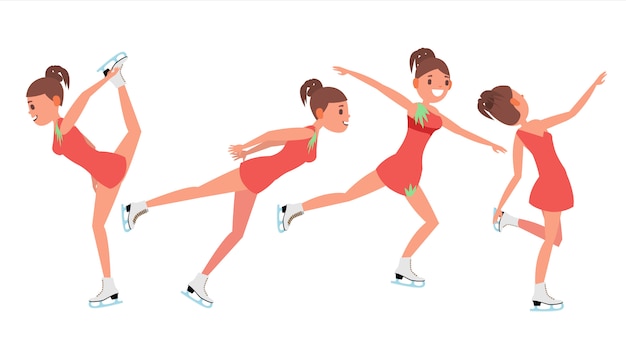 Vector chica atleta patinaje artístico