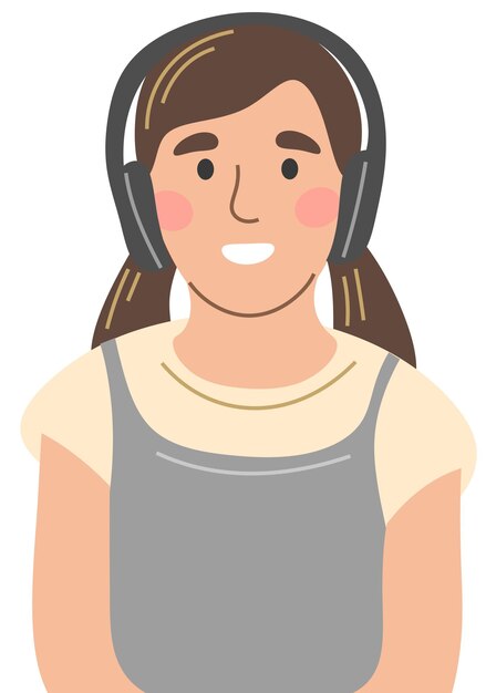 Una chica con auriculares.