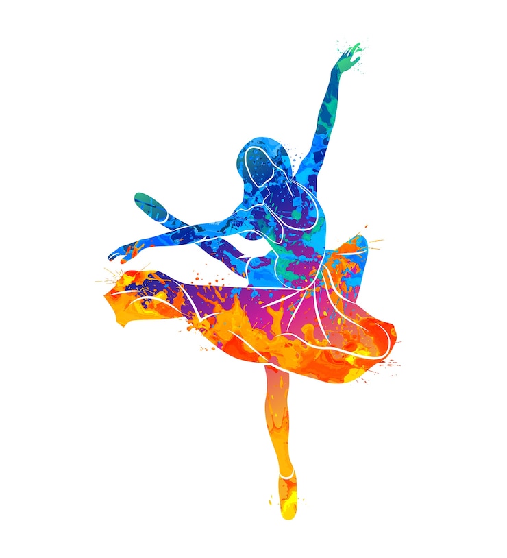 Vector chica bailando en concepto de acuarela