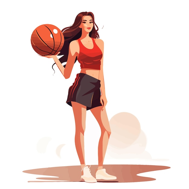 Vector una chica con baloncesto.