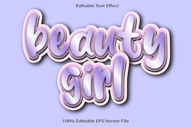 Chica De Belleza Efecto De Texto Editable Relieve Estilo De Dibujos Animados