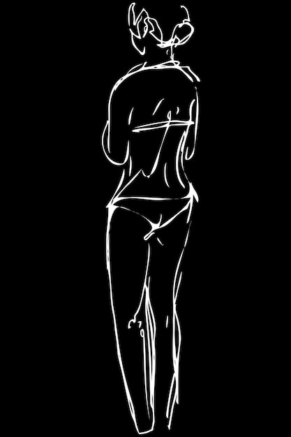 Chica bien formada de dibujo vectorial en bikini