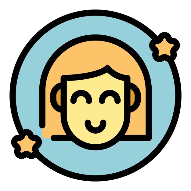 Chica blogger icono contorno vector Contenido de medios Mujer campaña color plano