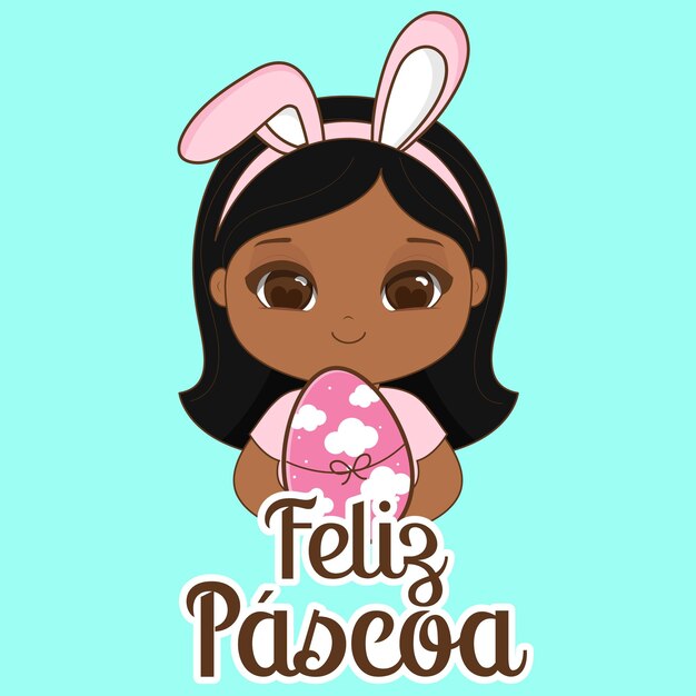 Chica bonita dibujando con huevo de Pascua Vector