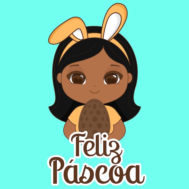 Chica bonita dibujando con huevo de Pascua Vector