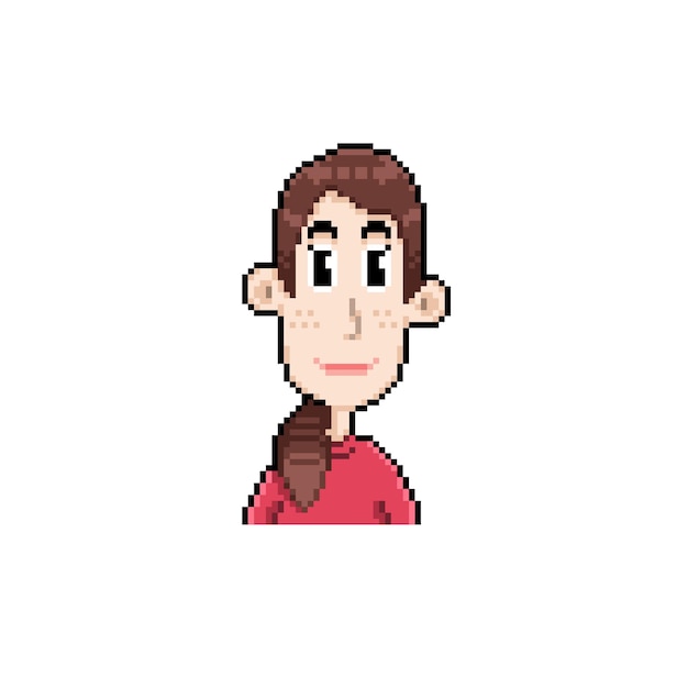 chica de cabello castaño en estilo pixel art