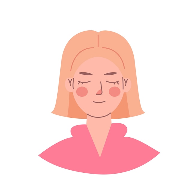 Vector chica con cabello rojo claro en una chaqueta rosa aislada sobre un fondo blanco