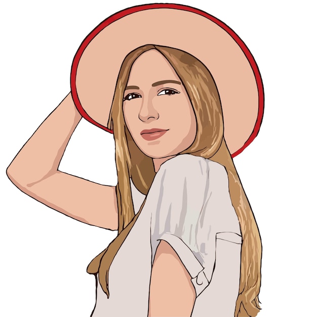 Chica con cabello rubio en sombrero