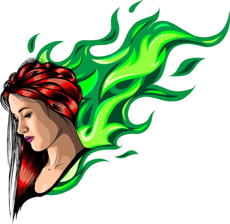 Vector chica caliente en vector de llama
