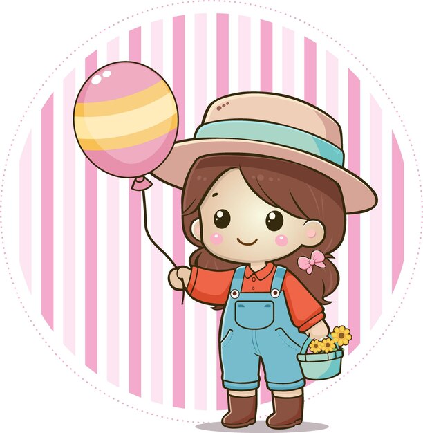 Chica campesina linda personaje de la fiesta infantil de la granja