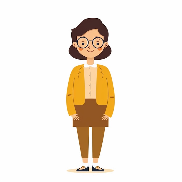 una chica con una chaqueta con un suéter y un par de gafas