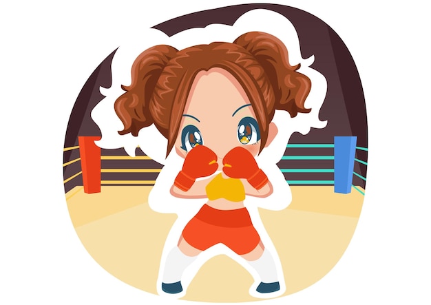 Vector la chica chibi del boxeo