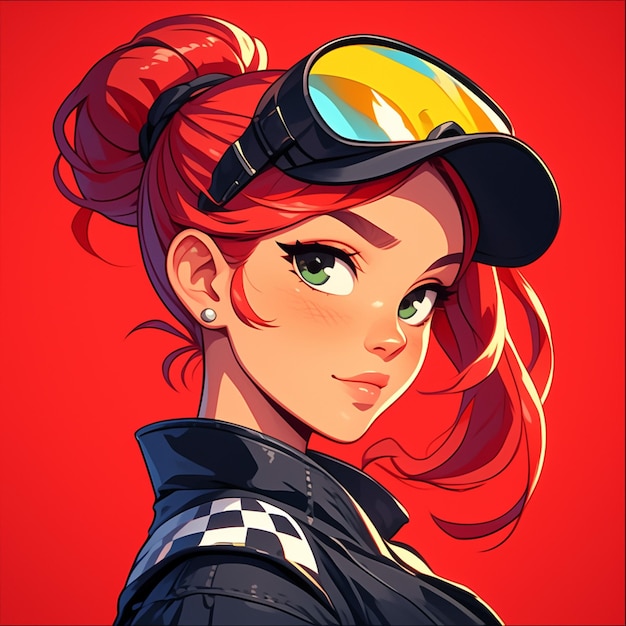 Vector una chica de cincinnati hace carreras de rally en estilo de dibujos animados