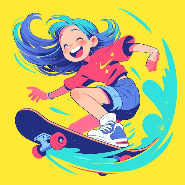 Una chica de Cincinnati hace ramp skateboarding al estilo de dibujos animados