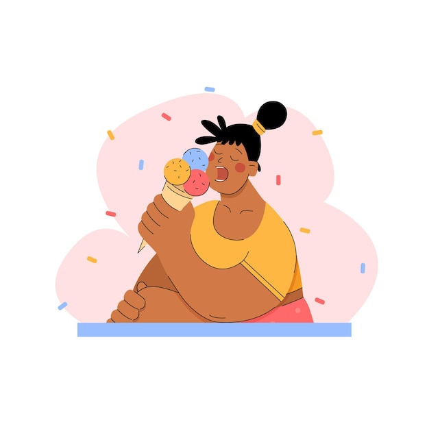 Chica comiendo helado en estilo moderno