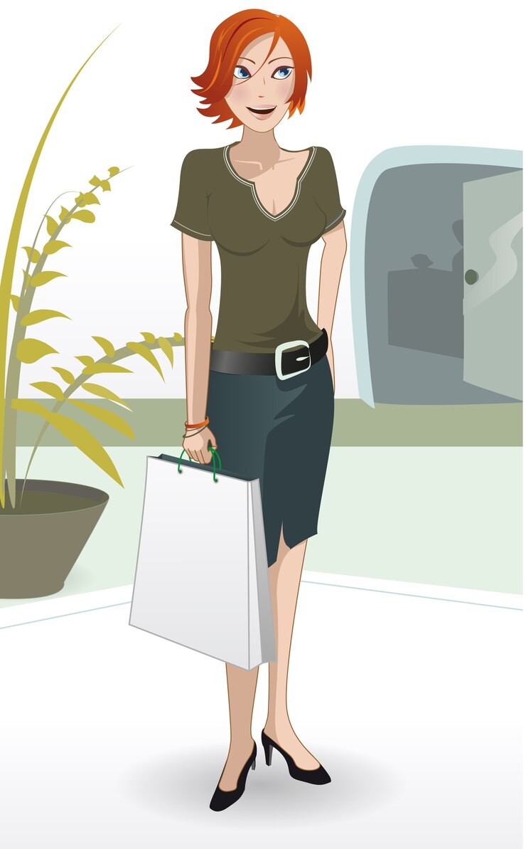 Vector chica compras alameda de compras