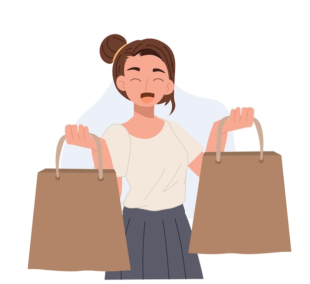 Chica de compras feliz ilustración vectorial