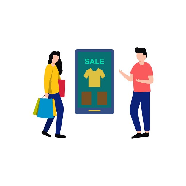 Chica de compras en oferta