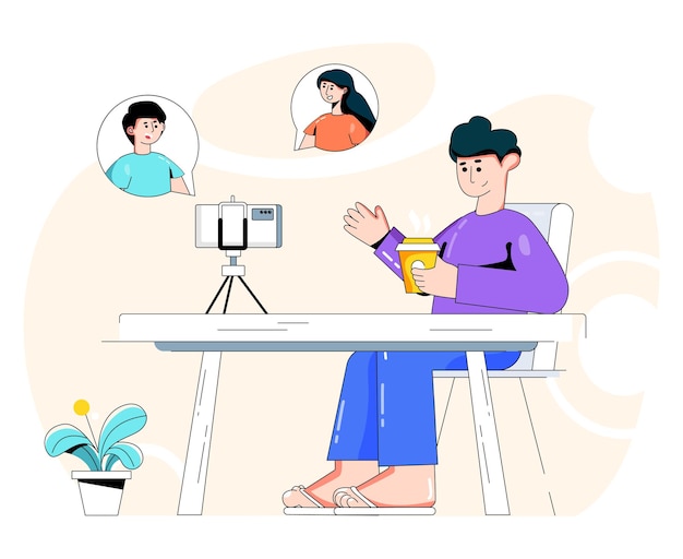 Chica comprobando sus gustos sociales en línea ilustración plana