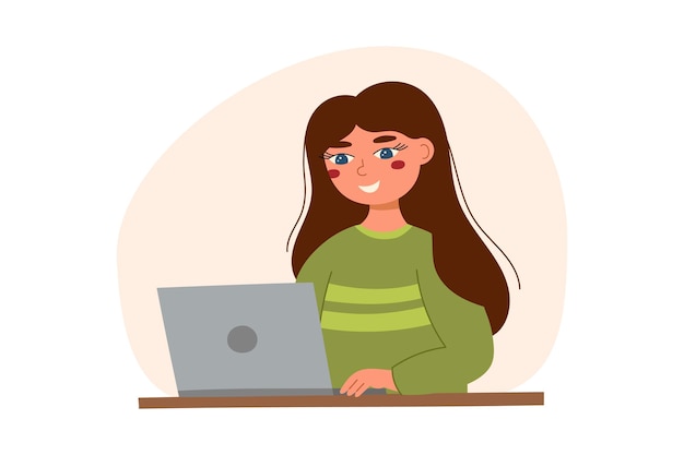 La chica con la computadora portátil 2