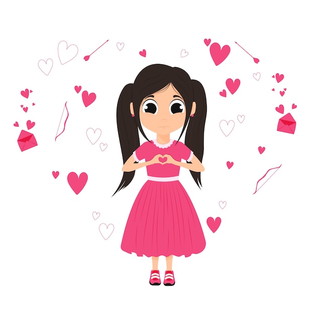 Chica dando amor, ilustración vectorial