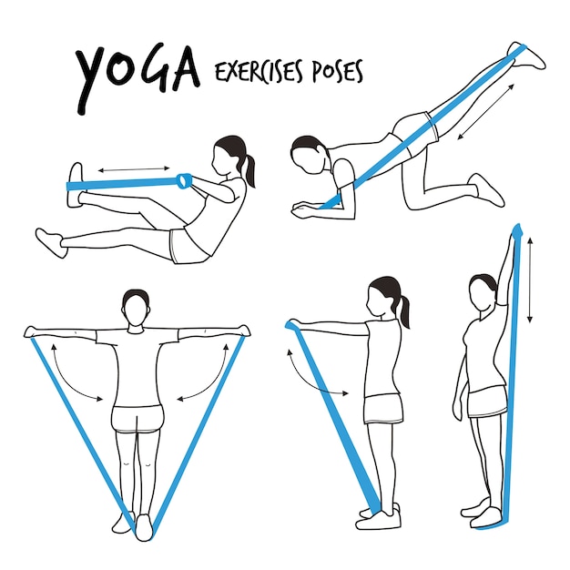 Chica delgada practicando ejercicios de estiramiento de yoga plantea Vector