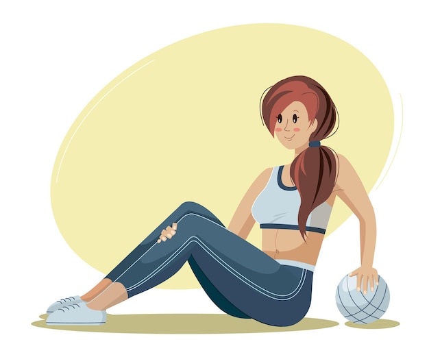 Chica de deportes con una pelota ilustración vectorial