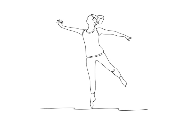 Chica de dibujo continuo en línea practicando yoga Class it up concept