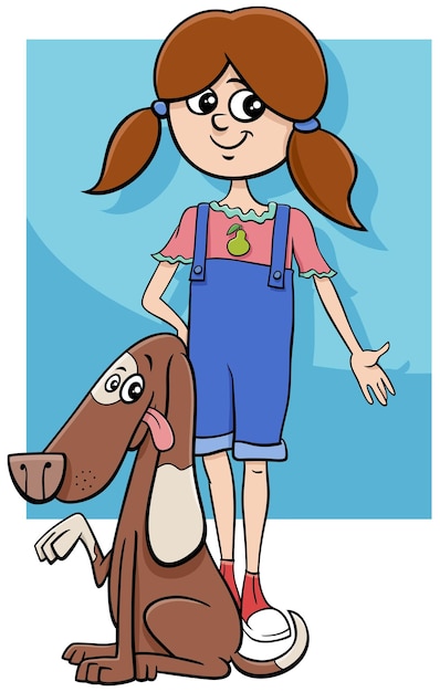 Chica de dibujos animados con carácter de perro manchado