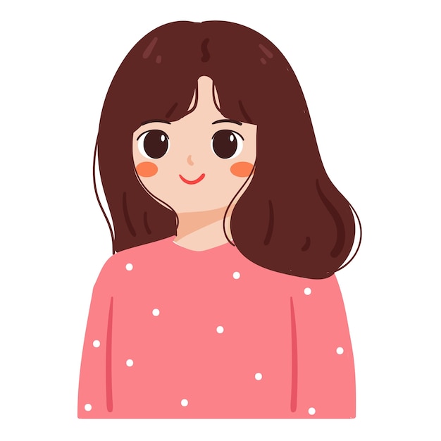 chica de dibujos animados de dibujo a mano. linda chica dibujando para foto de perfil