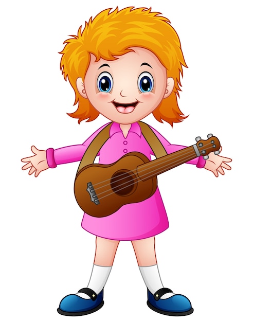 Chica de dibujos animados con una guitarra