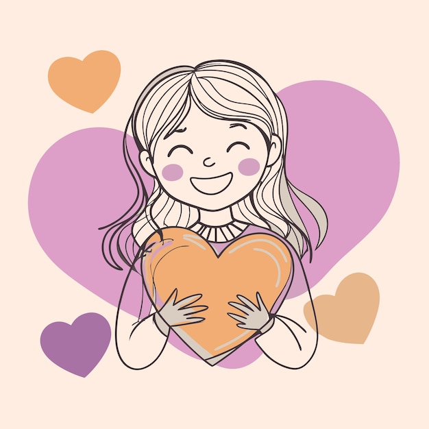una chica de dibujos animados sosteniendo un corazón que dice cita una cita