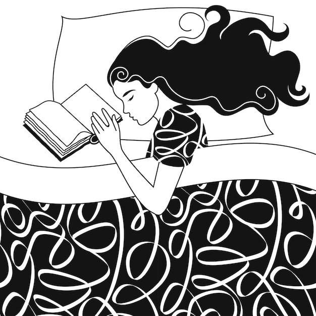 Chica durmiendo con un libro