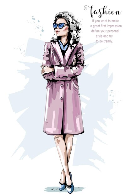 Chica elegante en abrigo.