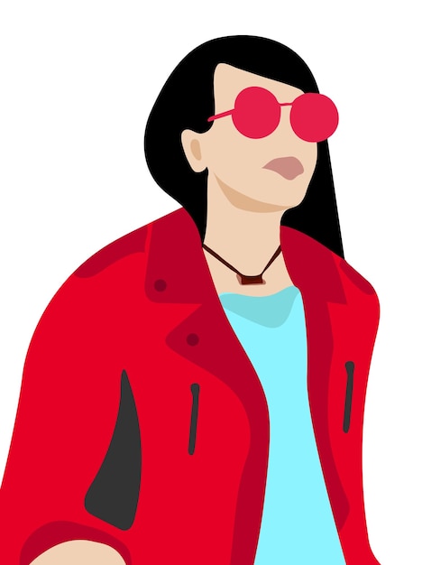 Vector chica elegante con abrigos rojos