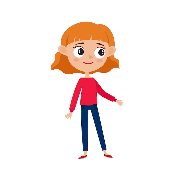 Chica elegante, ilustraciones de dibujos animados aisladas en blanco