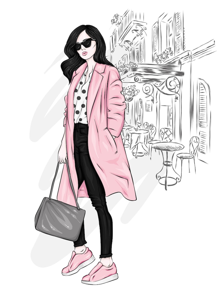 Vector chica elegante en ropa hermosa