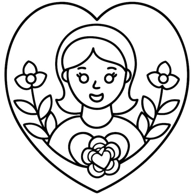 Una chica encantadora en el marco del corazón