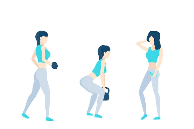 Chica entrenando en el gimnasio, vector