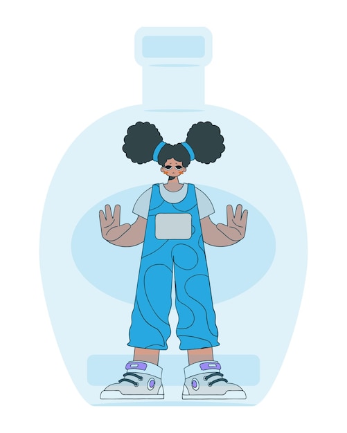 La chica es una rehén dentro de la botella Alcoholismo y adicción