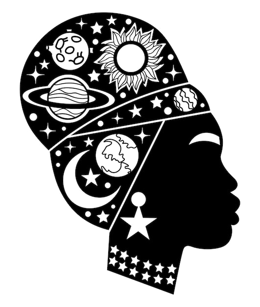 Chica del espacio chica del universo chica galaxia con planetas