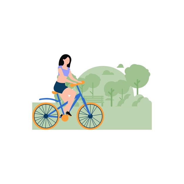 La chica está en bicicleta.