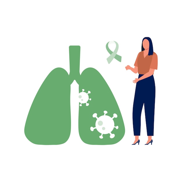 Una chica está dando conciencia sobre las células cancerosas