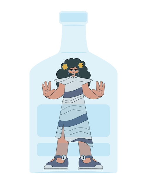 La chica está dentro de la botella Alcoholismo y adicción