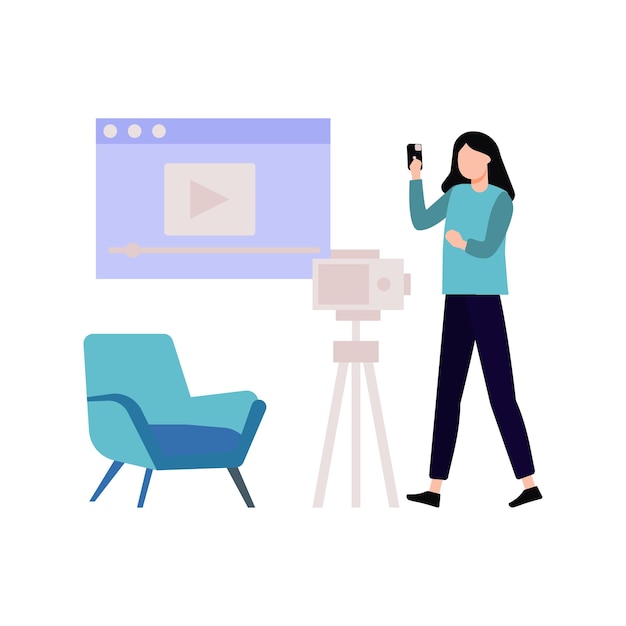 La chica está haciendo video blogs.