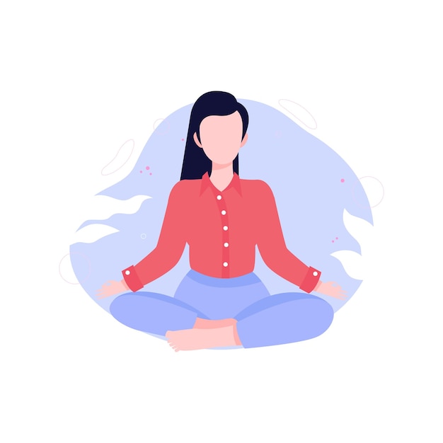 La chica está meditando por sí misma.