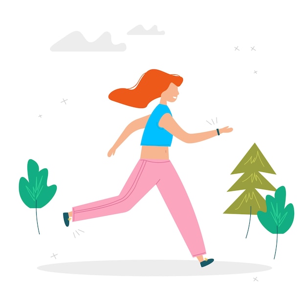La chica está ocupada corriendo.