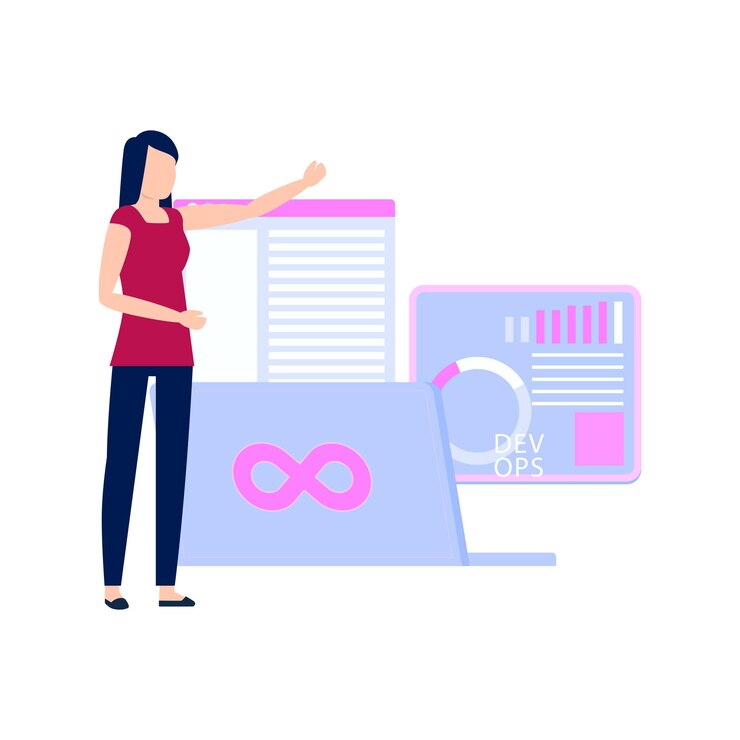 Vector una chica está señalando el documento de gráfico